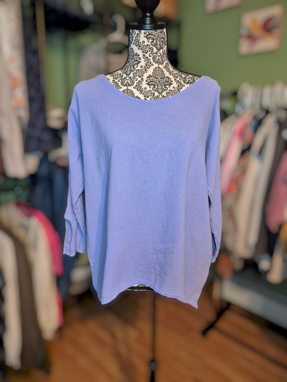 Oh My Gauze! Relaxed Boatneck Tunic in Lavender Blue